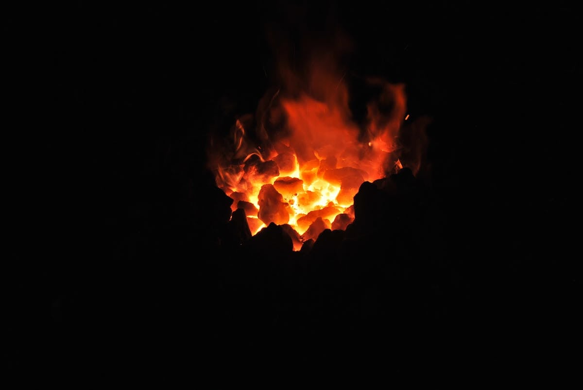 Vietnam binchotan white charcoal glowing in traditional kiln